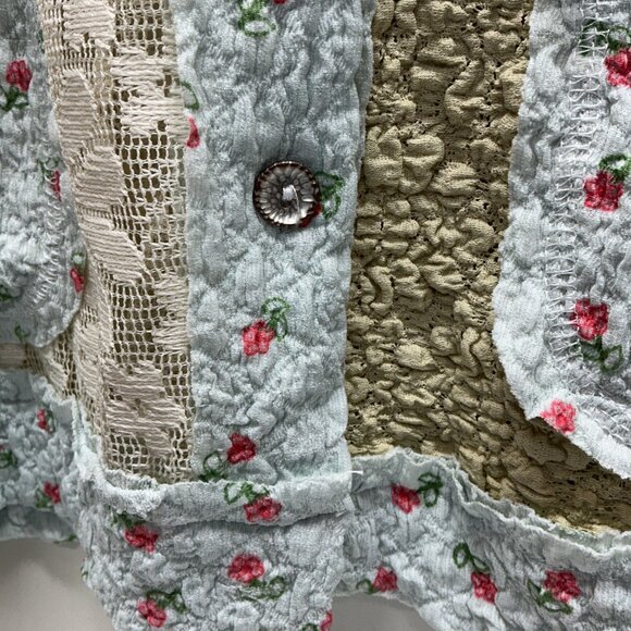 ❤️#1507A POL LACE&FLORAL PATTERN-BLUE JACKET (HAVE PANTS IN ANOTHER LISTING) - Picture 10 of 15